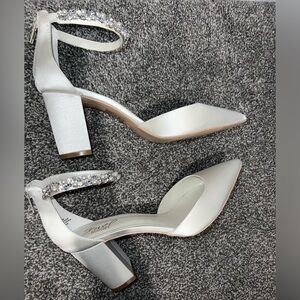 Badgley Mischka Silver Heels with Embellished Strap